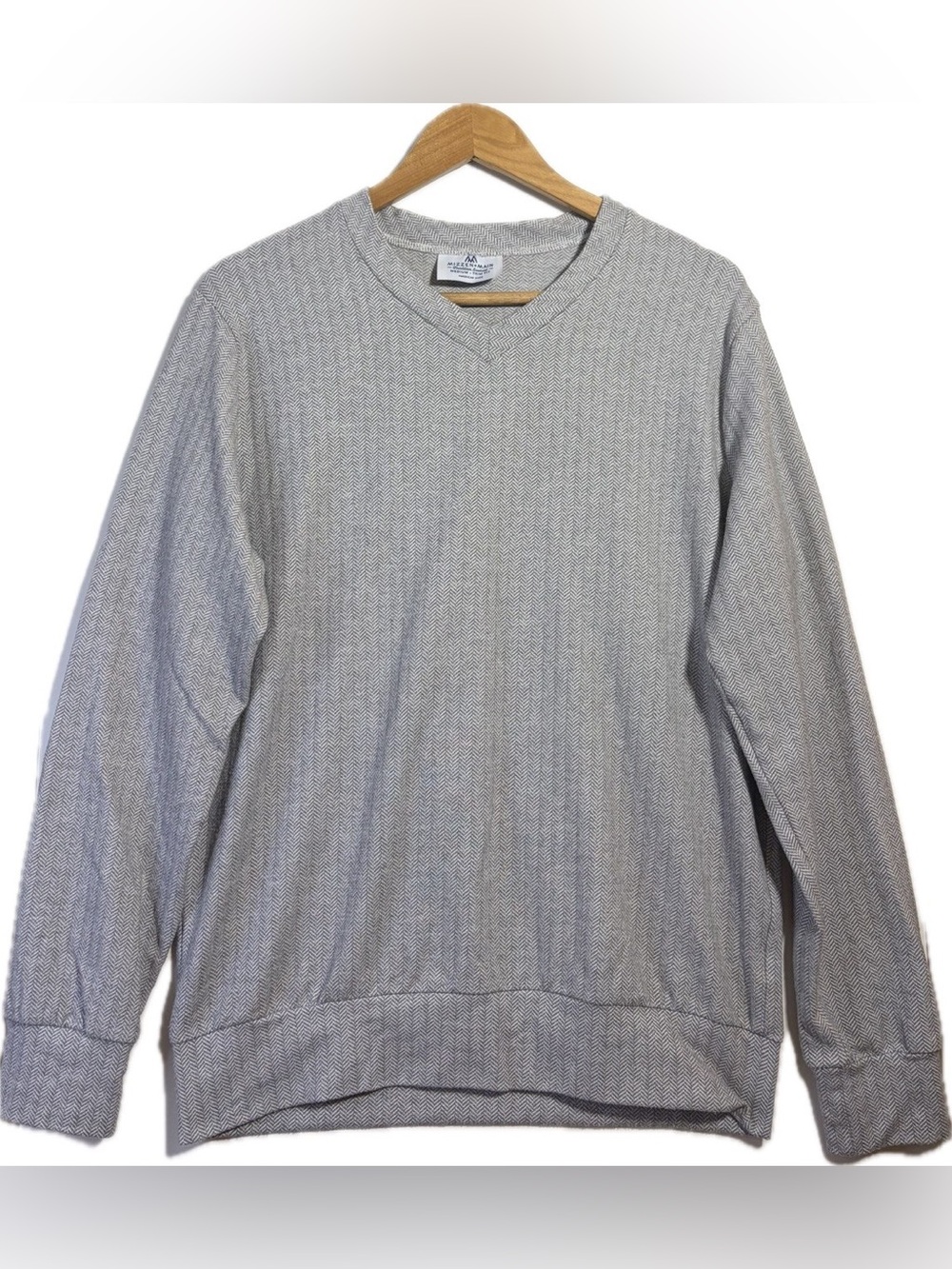 Mizzen+Main Herringbone Pullover Sweater M Gray Performance Golf Casual